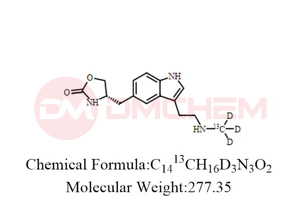 Zolmitriptan EP Impurity G-13C-d3 (Zolmitriptan USP Related Compound A-13C-d3, N-Desmethyl Zolmitriptan-13C-d3)
